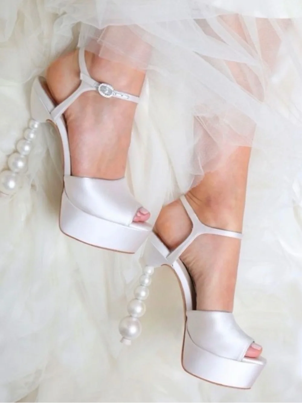 Sophia Webster Ivory Pearl-Bead Platform Sandals